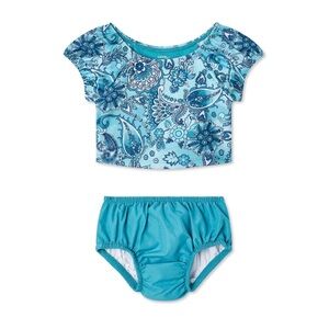 NWT George Baby 6-12 months  BLUE Girls' Scoop Bikini Top 2-Piece Set Geor…